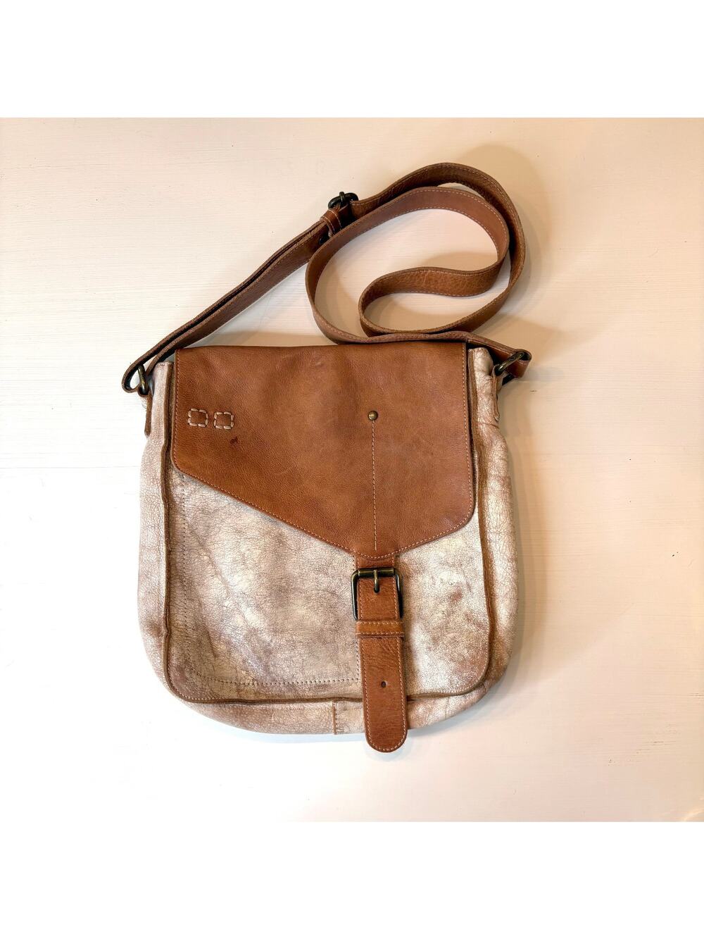 BED STU Venice Beach Nectar Lux Rustic Leather Crossbody Satchel Bag Tote